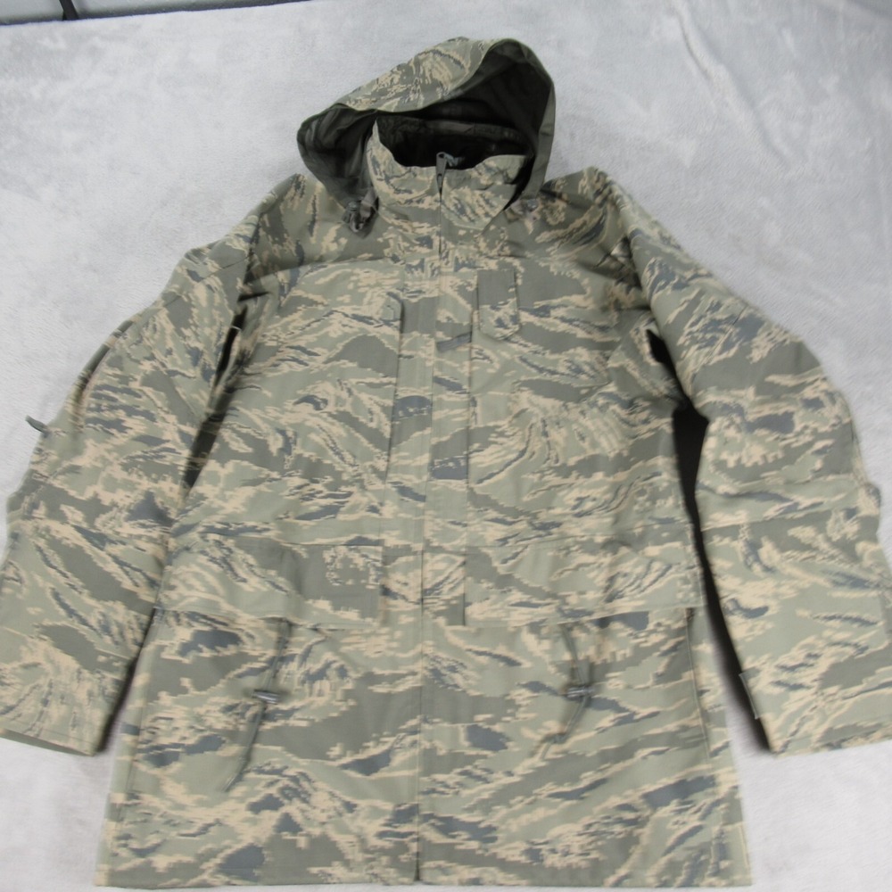 Military Issued Gore Tex Jacket Men Small Green Camouflege Parka Hooded USA